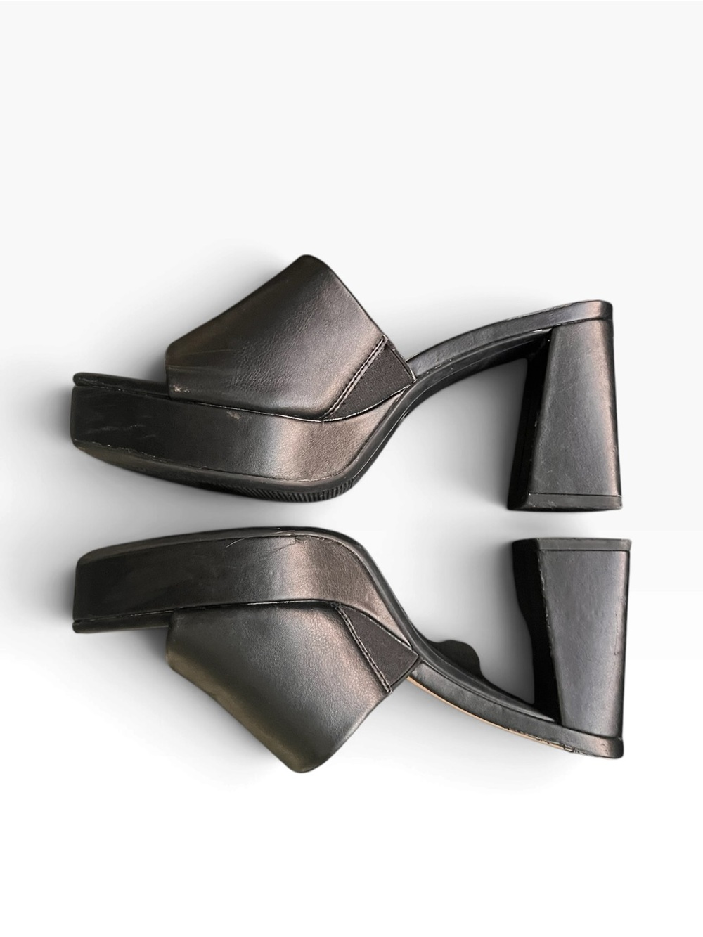 A New Day Women's Black Platform Block Heel Mules Sz 7.5
